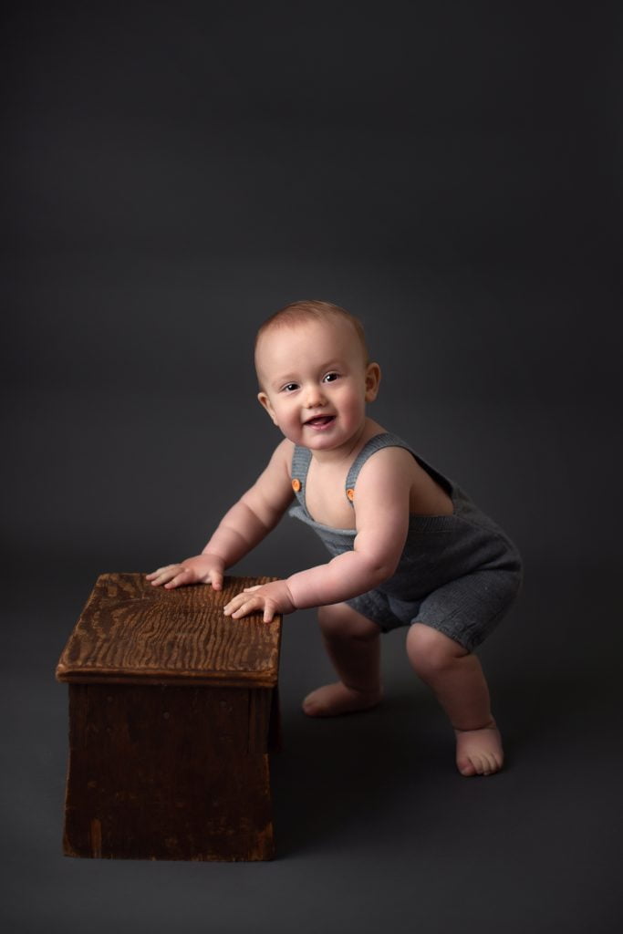 Little boy and step stool photo