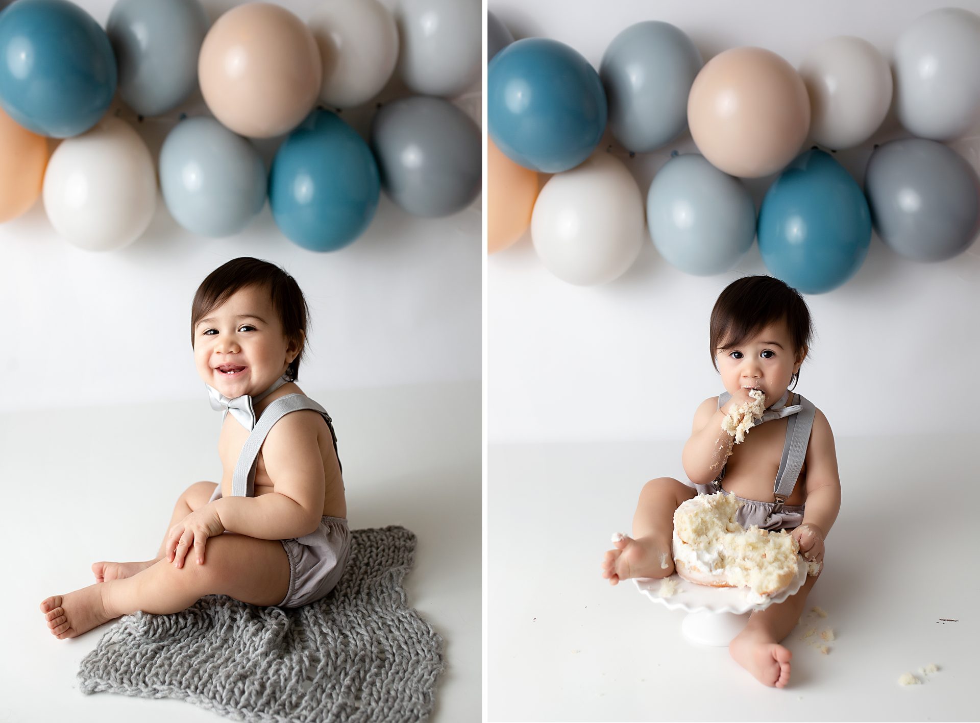 Duo picture of baby and balloons maternity photography shoot
