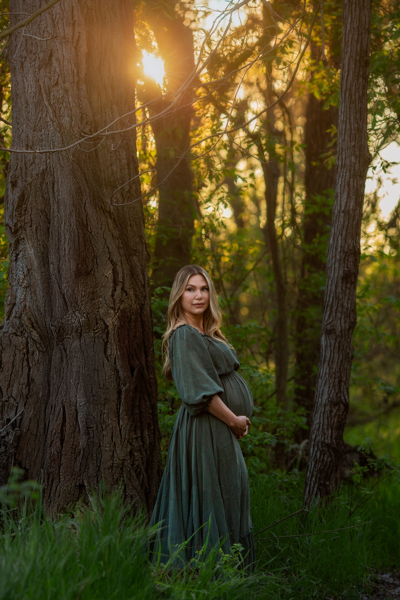 roseville maternity photographer outdoor pregnancy portrait golden hour