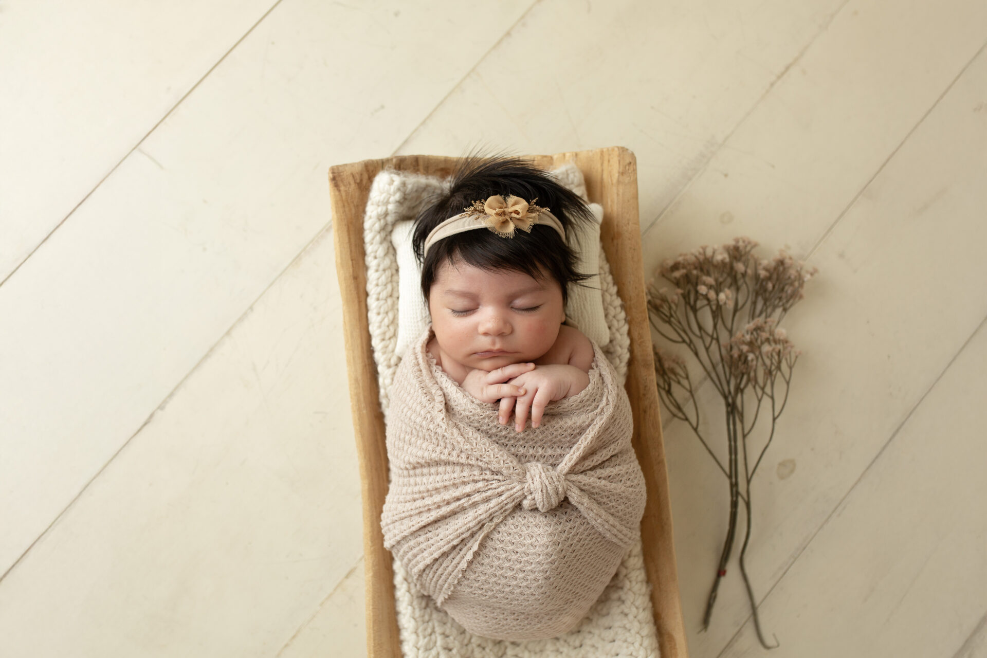 studio newborn session near manteca baby neutral