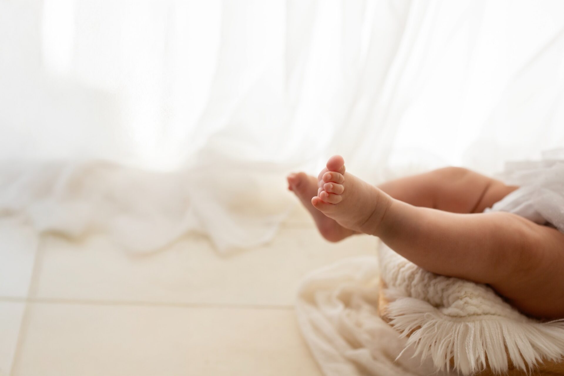 Tiny baby feet captured during a milestone session